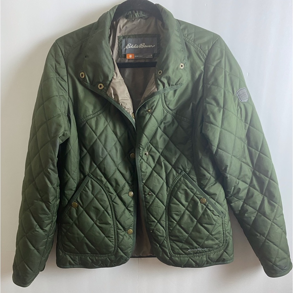 Eddie Bauer Green Quilted Bomber Jacket